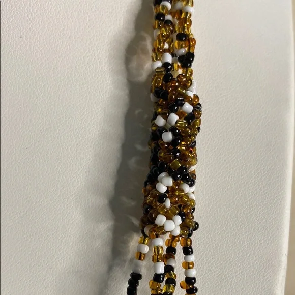 Chic Multi-Strand Beaded Necklace - Brown and Gold - Picture 3 of 5